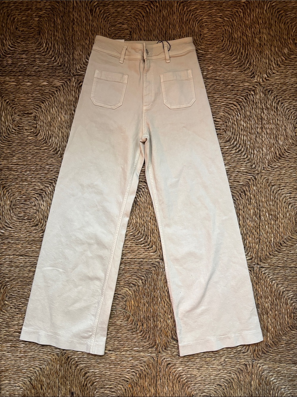 Zara Off-White Wide Leg Trousers